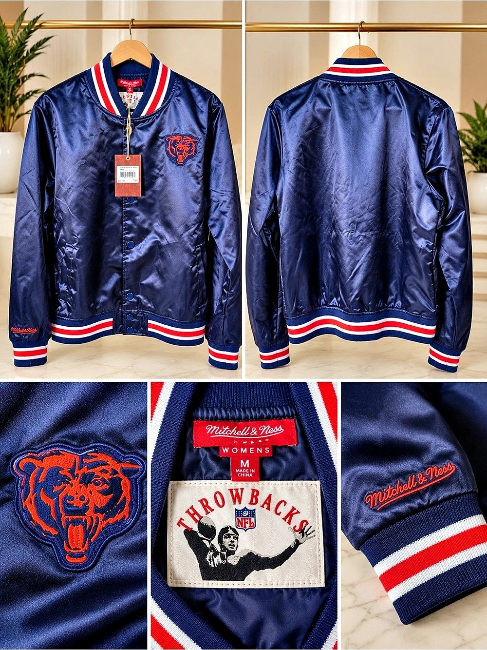 Mitchell & Ness Throwback Chicago Bears Varsity Jacket Blue & Red Medium